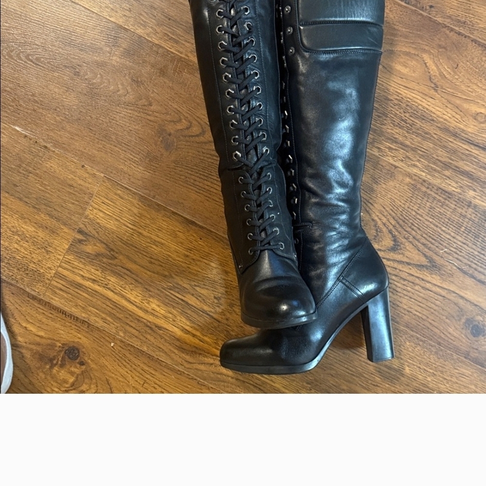 Prada Elegant Black Knee-High Women's Boots Sz. 7.5